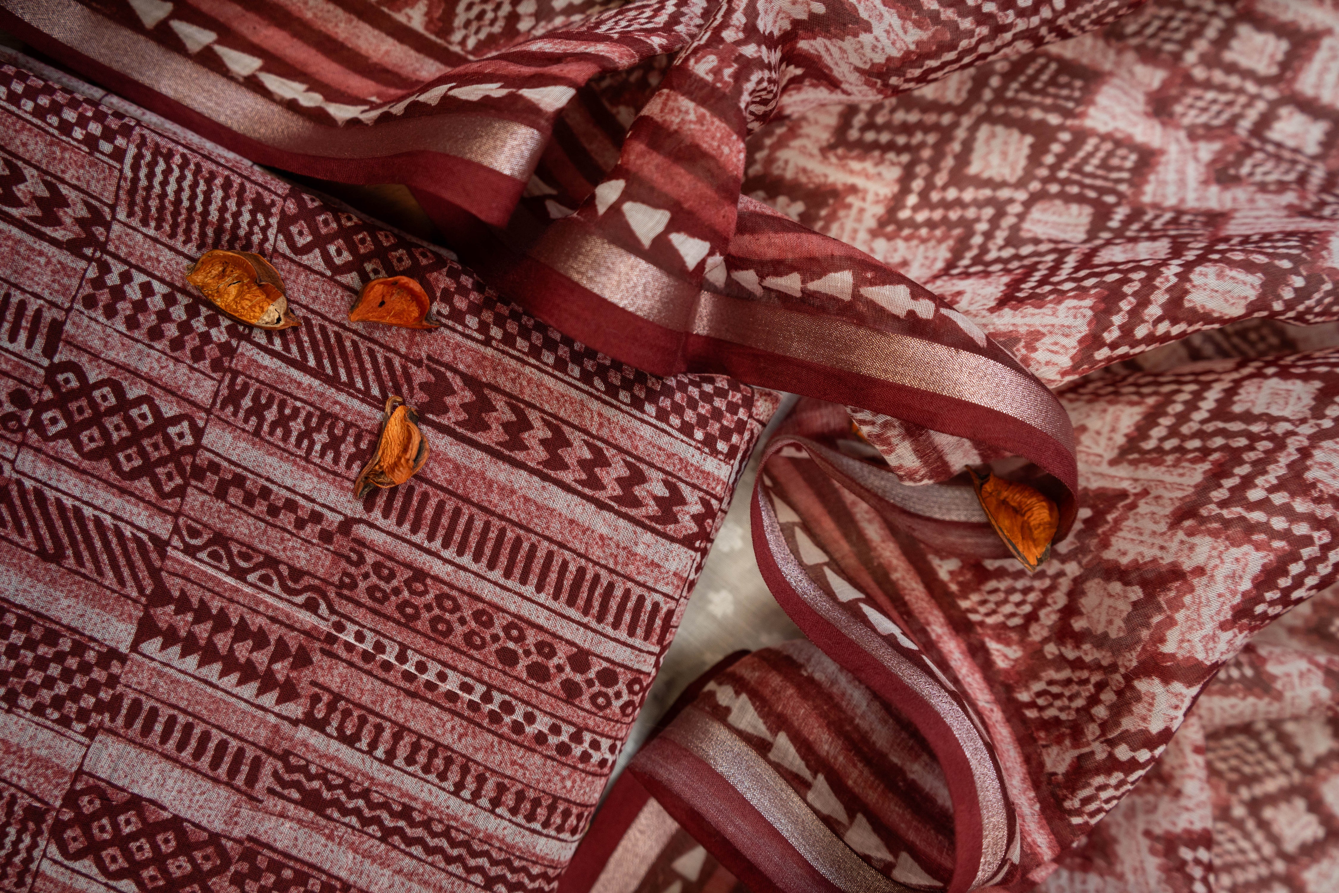 S-2992 Mull Chanderi Print Suit for wholesale