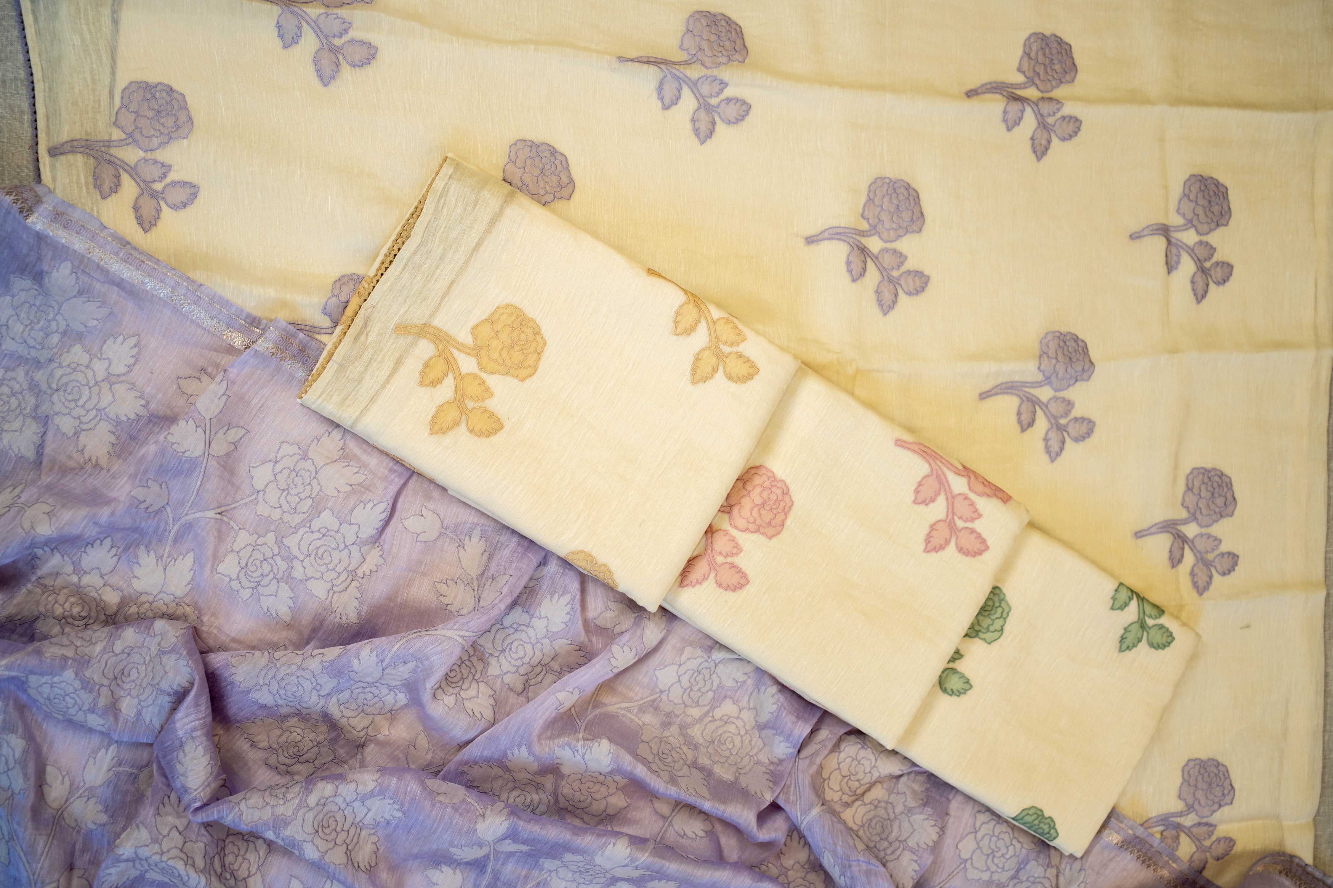 S-2180 Silk Linen Applique Suit for wholesale